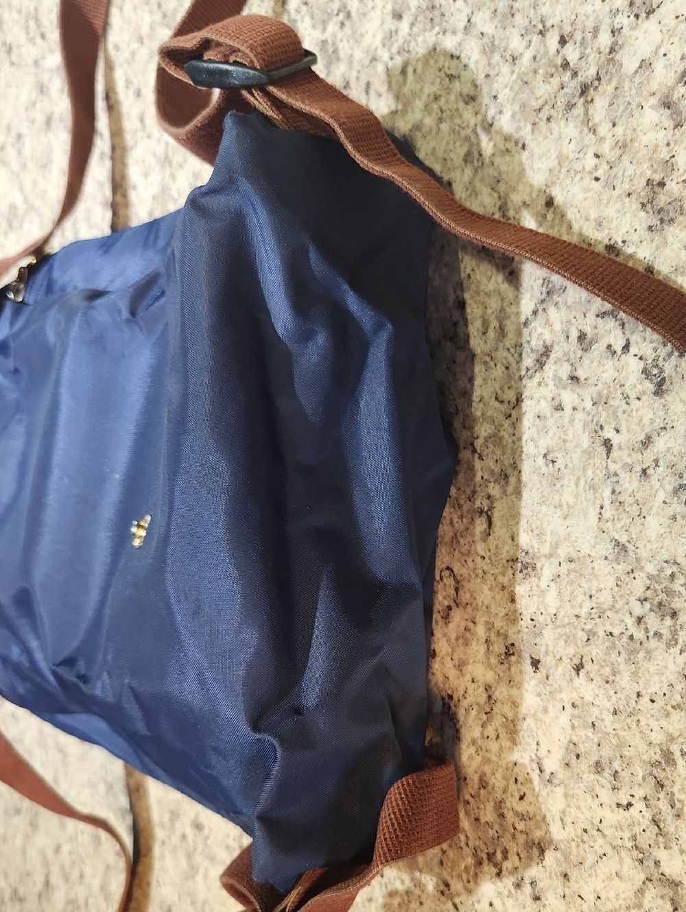 Longchamp Navy Backpack with Brown Leather Trim - Picture 3 of 5